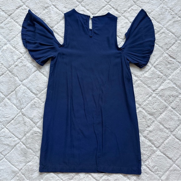 Mud Pie Boutique | Navy Blue Cold Shoulder Cora Dress | Size Medium (8-10) - Picture 4 of 11